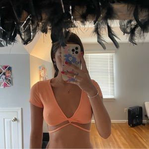 Princess Polly Orange Tie Top